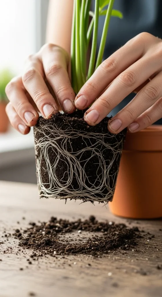 Repot When Roots Peek Out