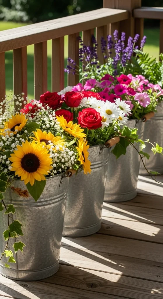 Metal Bucket Planters