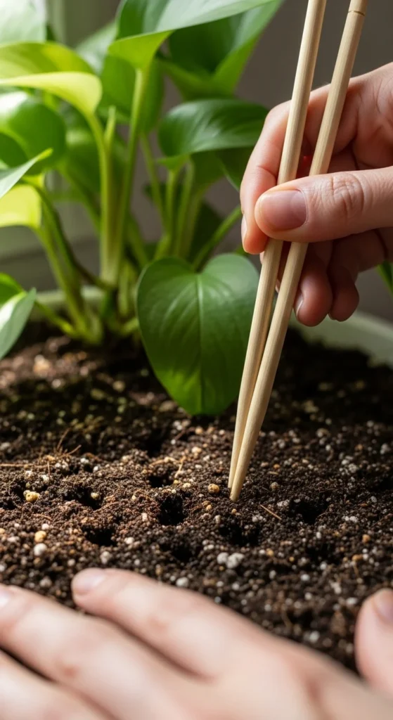 Use Chopsticks for Soil Aeration