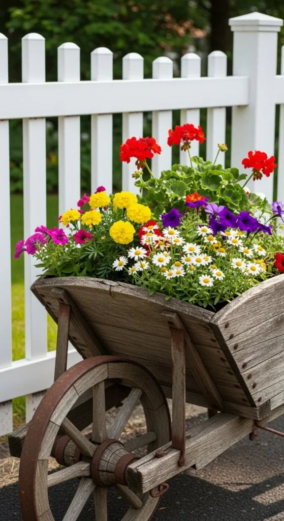 Add a Rustic Wheelbarrow Planter