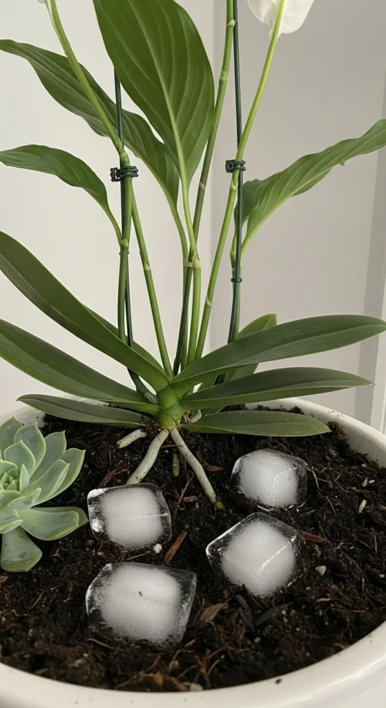 Use Ice Cubes for Measured Watering