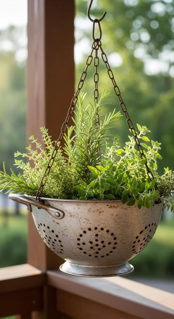Repurposed Colander Garden