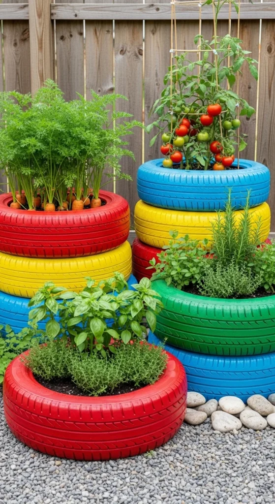 Use Old Tires as Planters