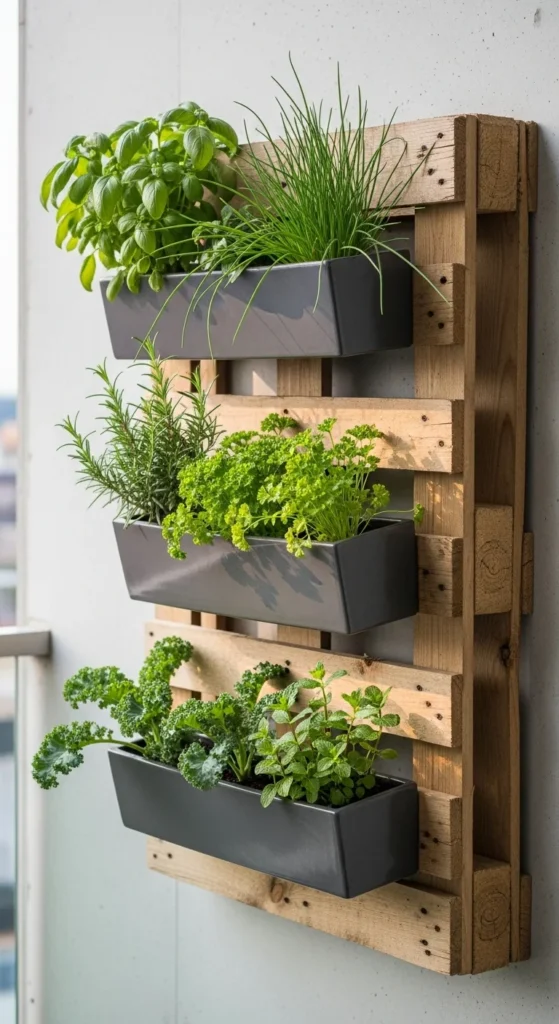 Vertical Pallet Herb Wall