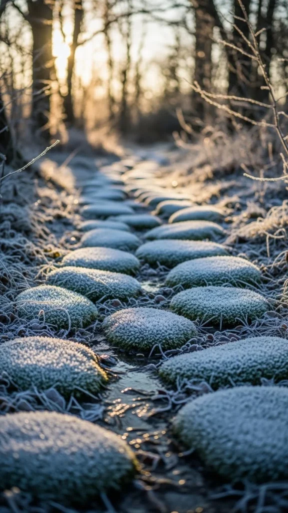 Mossy Stone Path With Frosty Edges