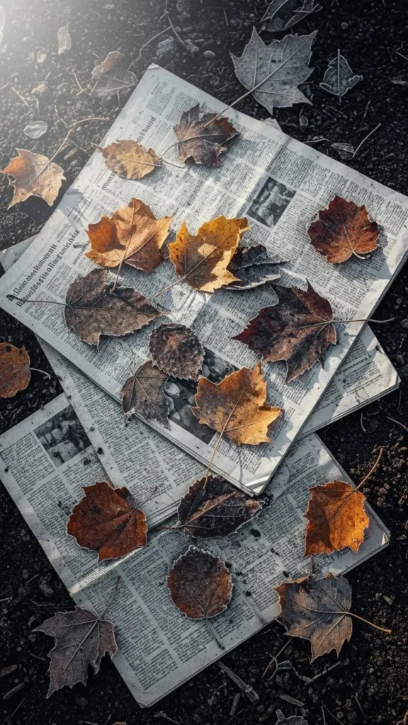 Newspaper Layers Under Leaves