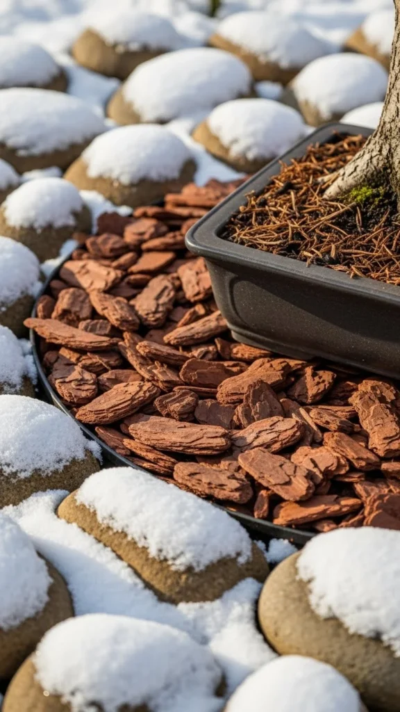 Add Mulch Around Outdoor Bonsai Pots