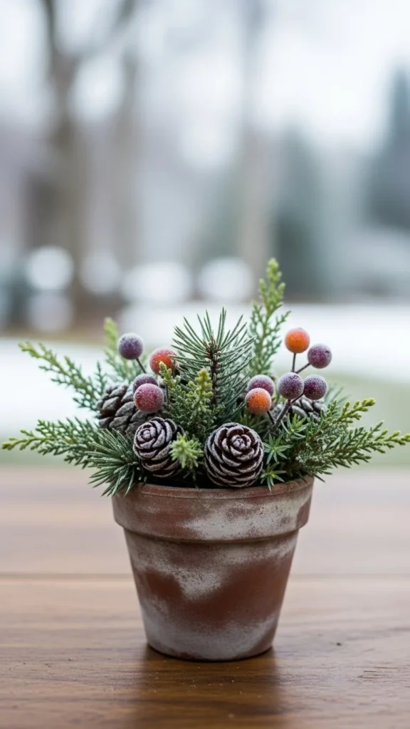 Mini Tabletop Winter Pot