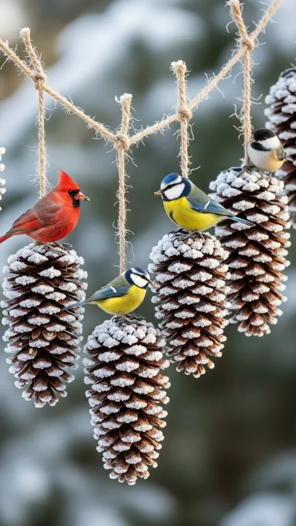 Hanging Pinecone Feeders