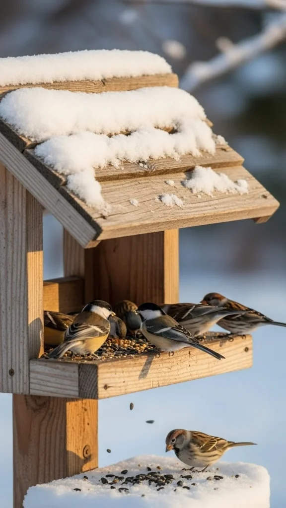 Snow-Protected Feeding Shelve