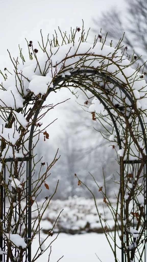 Snowy Rose Arch for Winter Romance