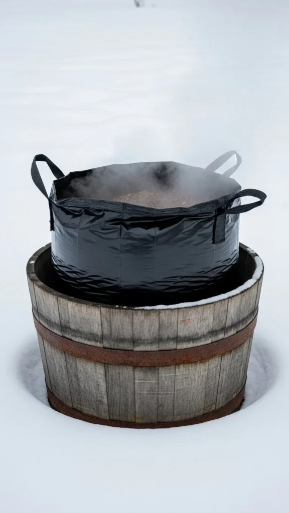 Compost Bag Inside a Barrel