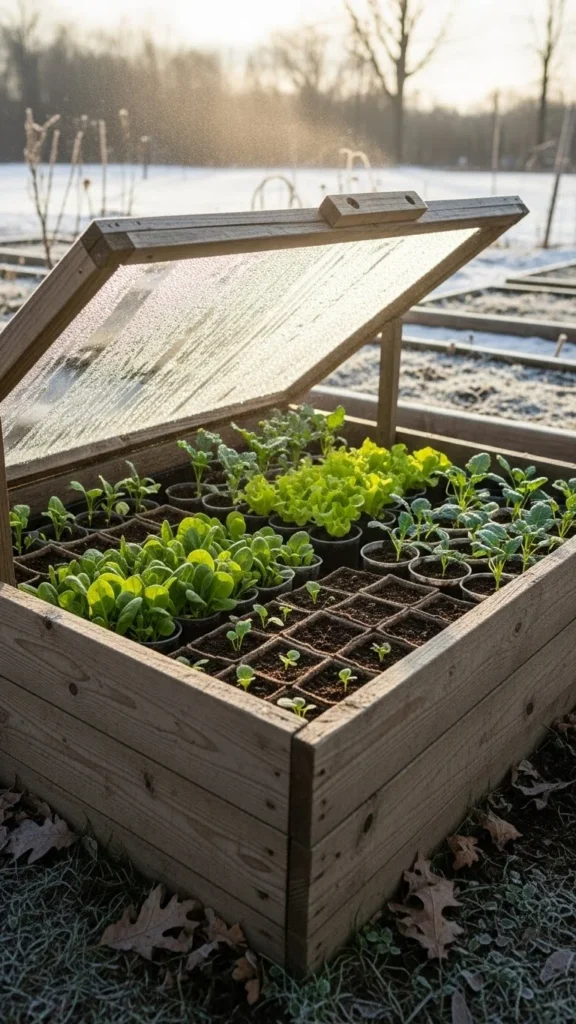 Cold-Frame Bed with Hinged Top