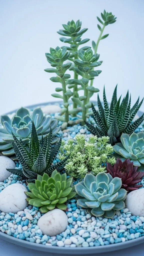 Colored Gravel Succulent Garden