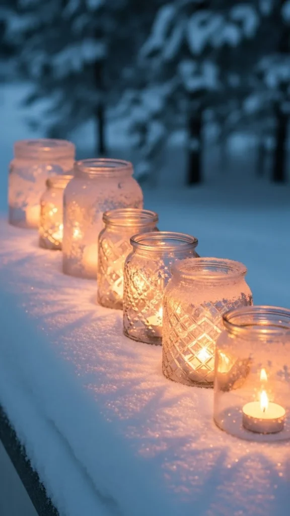 Winter Candle Jar Ledge