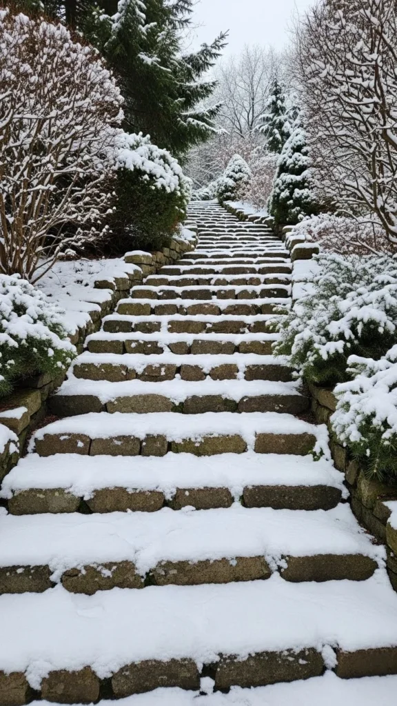 Winter Stone Stair Walkway