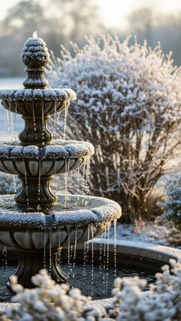 Frost-Kissed Tiered Fountain