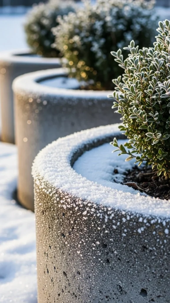 Thick Concrete Planters That Resist Freezing