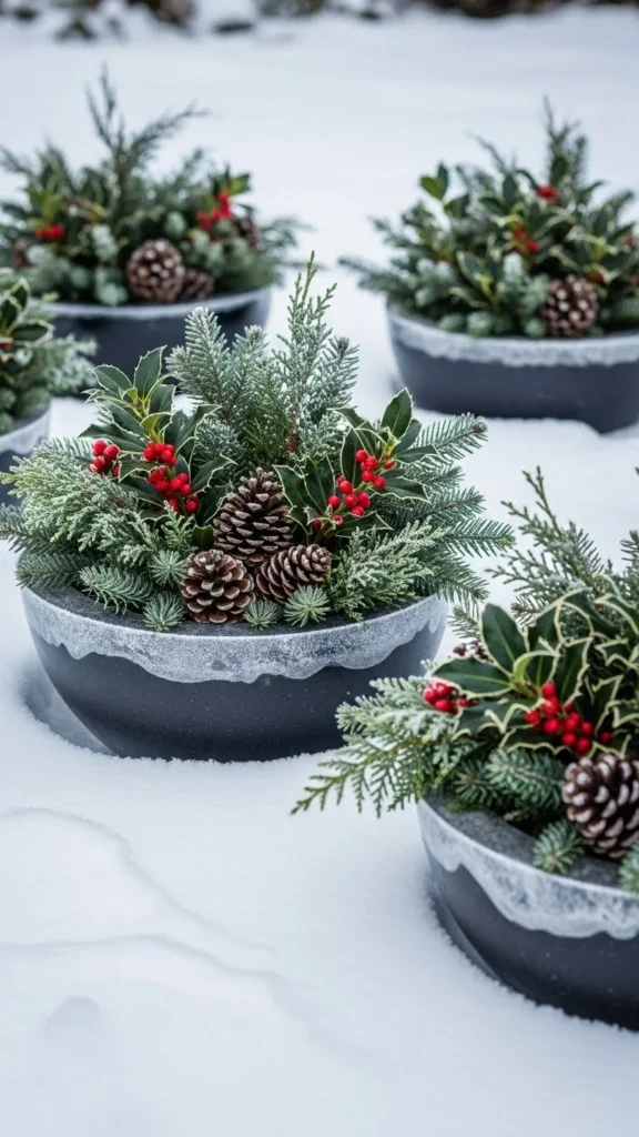 Large Resin Bowls for Winter Arrangements