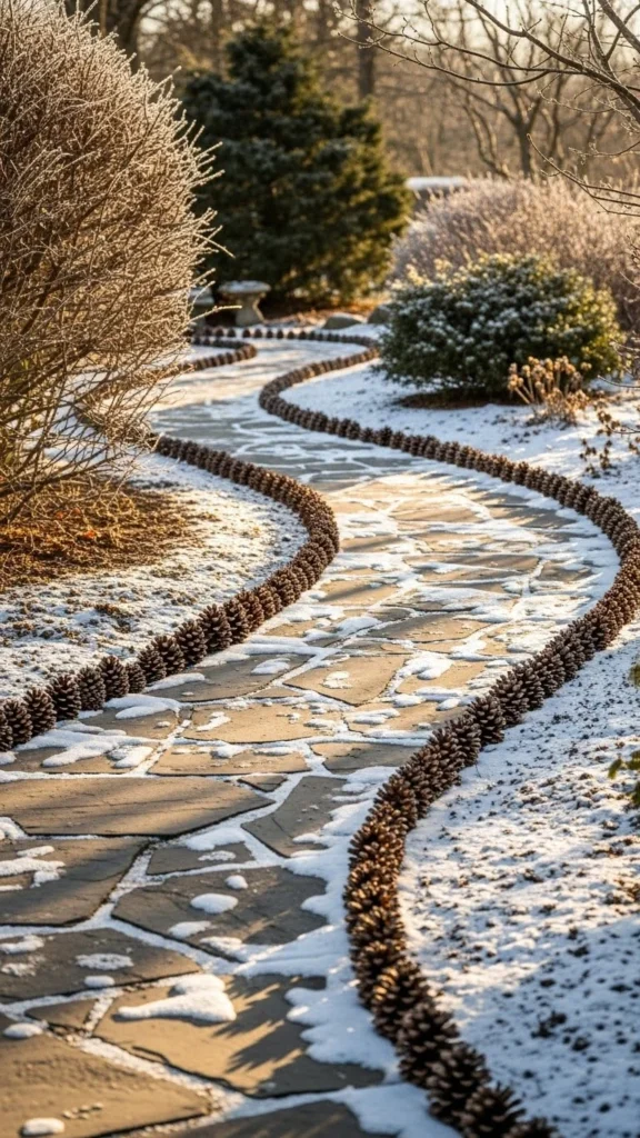 Pinecone-Lined Garden Path