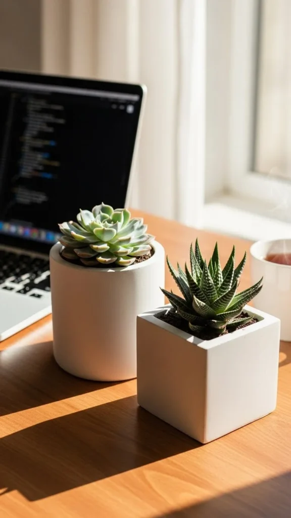 Winter Desk Succulent Duo