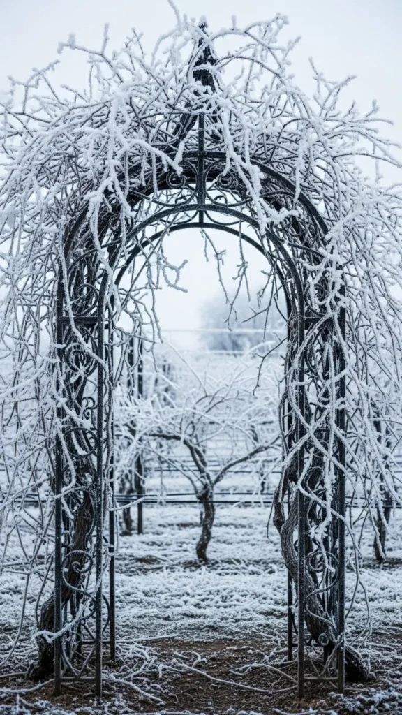 Archway Covered in Frosted Grapevines