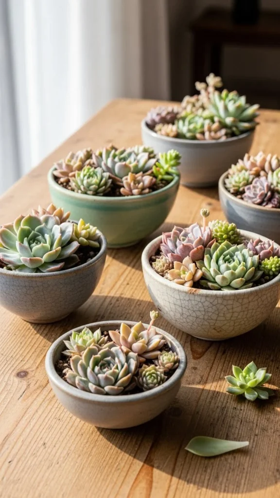 Succulents in Vintage Bowls