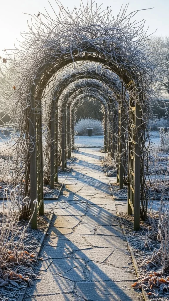 Trellis-Style Archway with Dormant Climbers