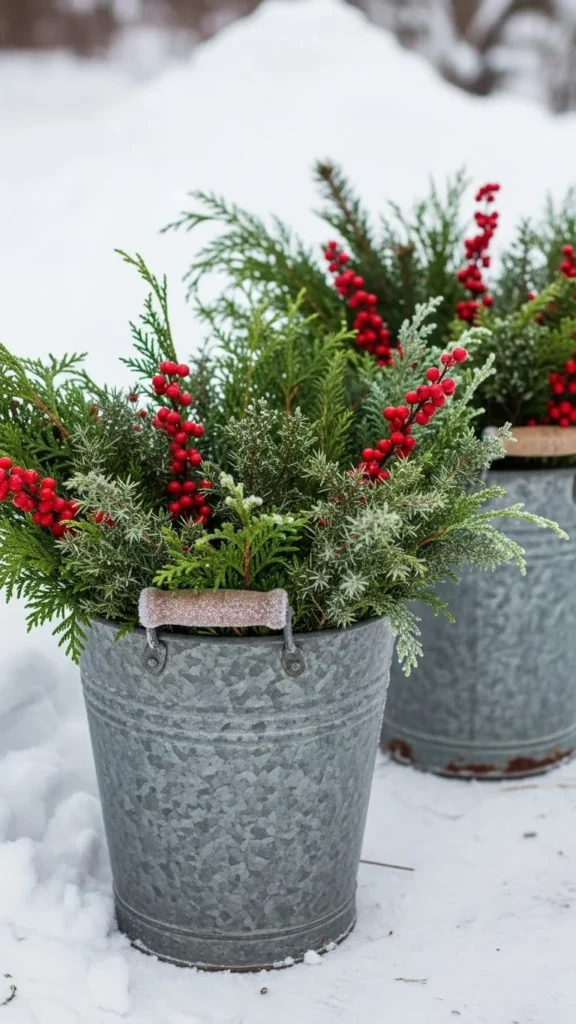 Vintage Metal Buckets with Drain Holes