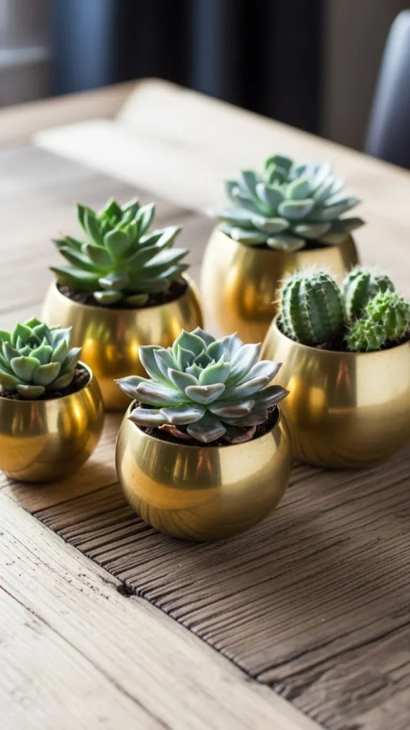 Brass Pot Succulent Display