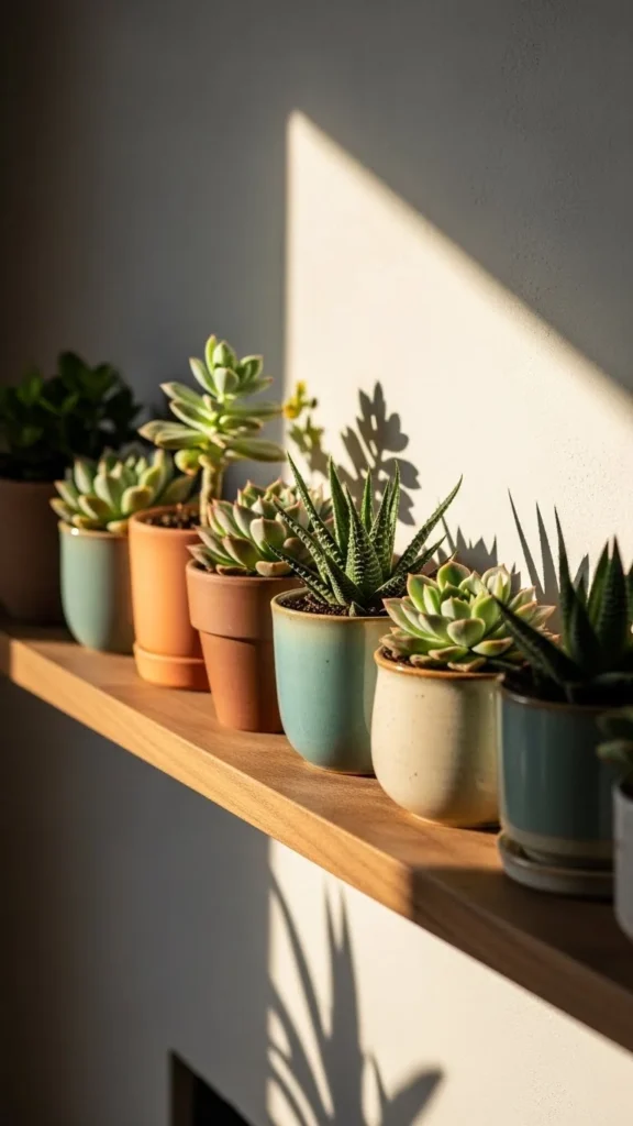 Succulents on a Winter Mantel