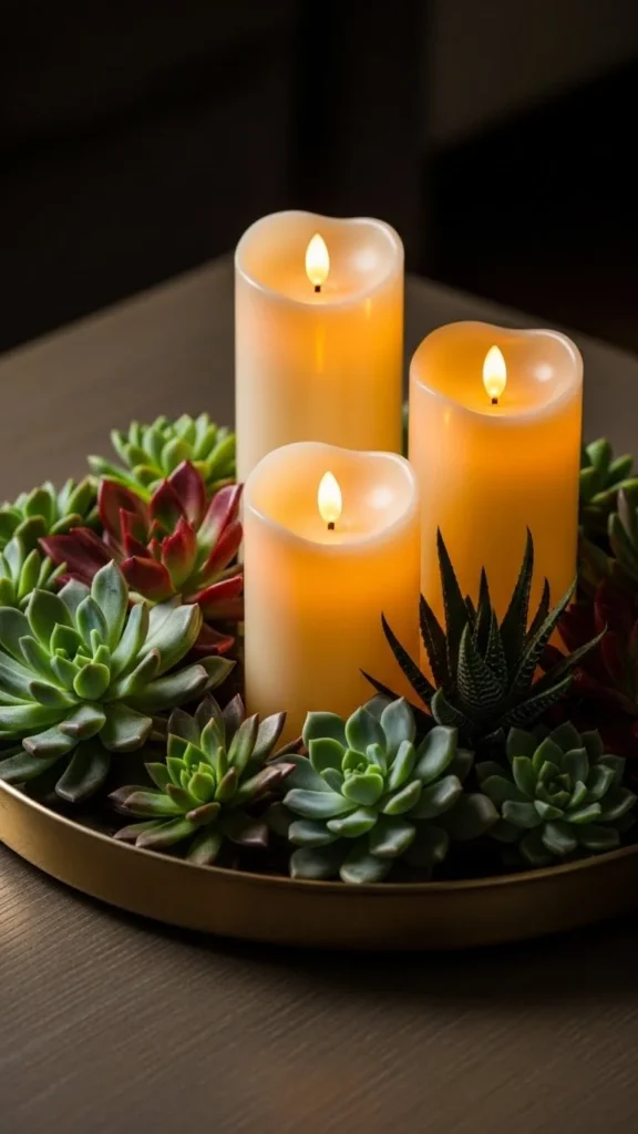 Candle-Lit Succulent Centerpiece