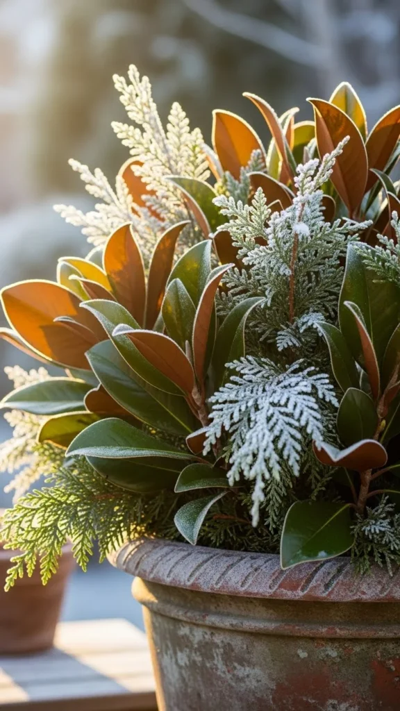 Frosted Magnolia Leaf Planter