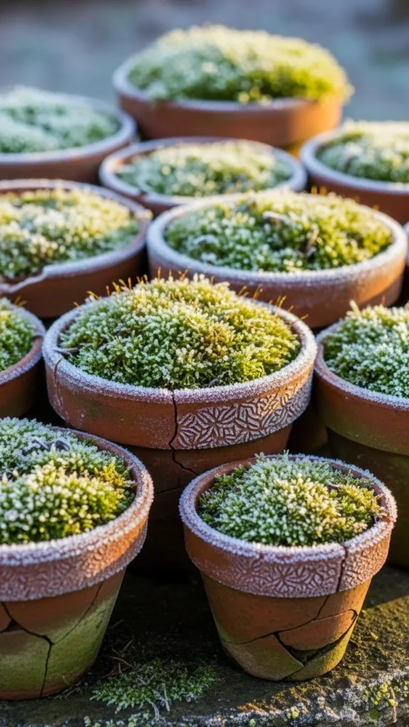 Moss in Old Clay Pots