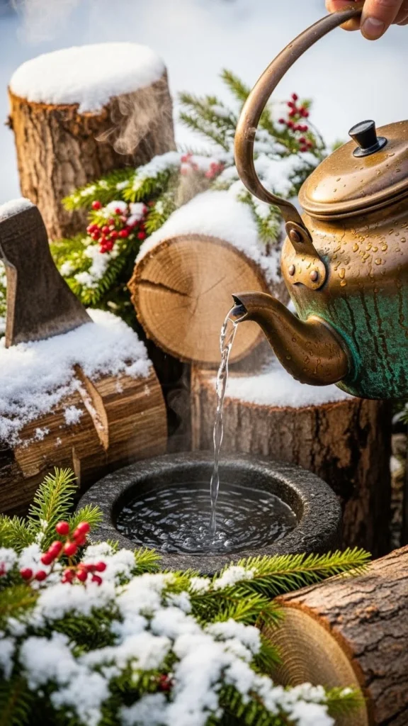 Rustic Copper Kettle Fountain