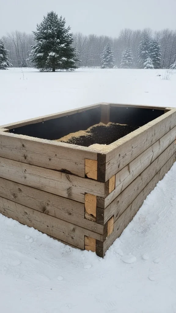 Double-Walled Wooden Bed with Insulation Fill