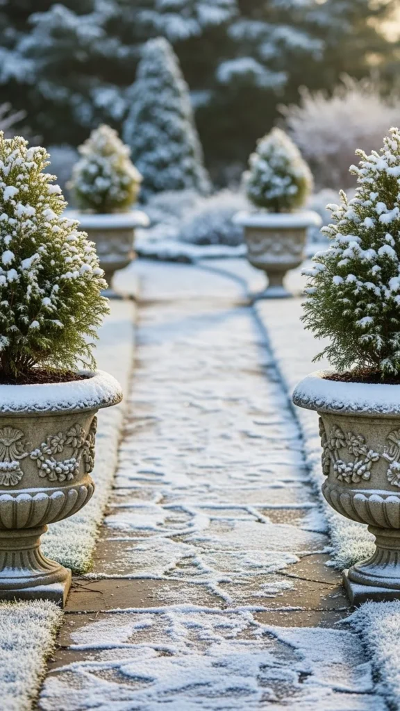 Heavy Stone Containers for Harsh Winter Conditions