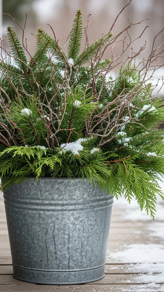 Oversized Metal Bucket Arrangement