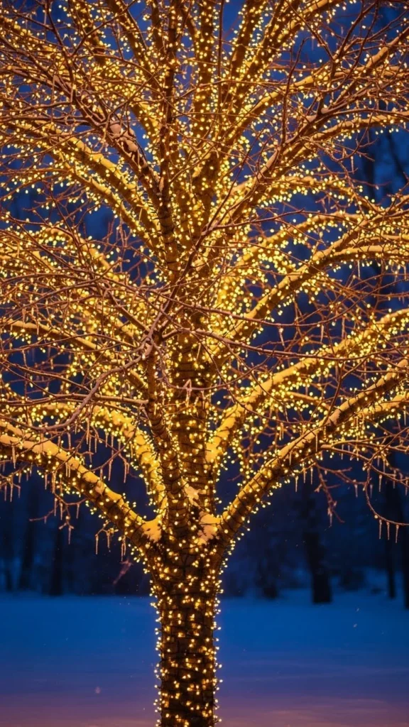 Drape lights over shrubs