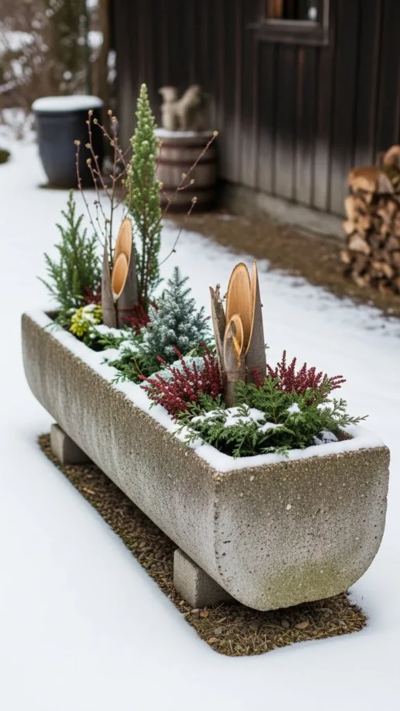 Trough-Style Concrete Planters