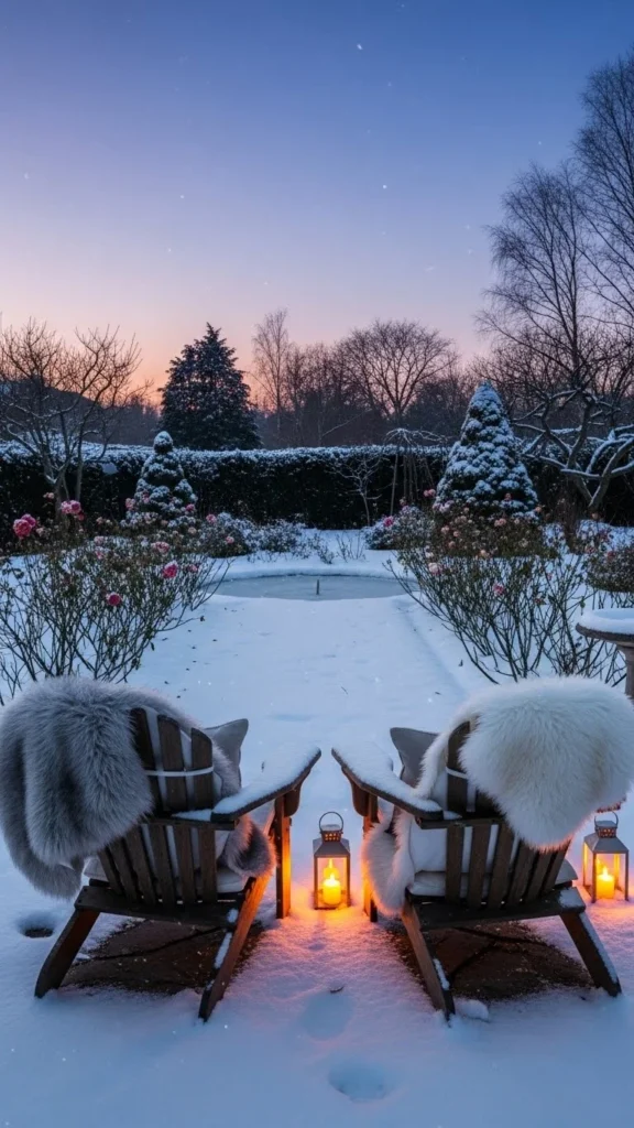 Adirondack Chairs with Winter Layers