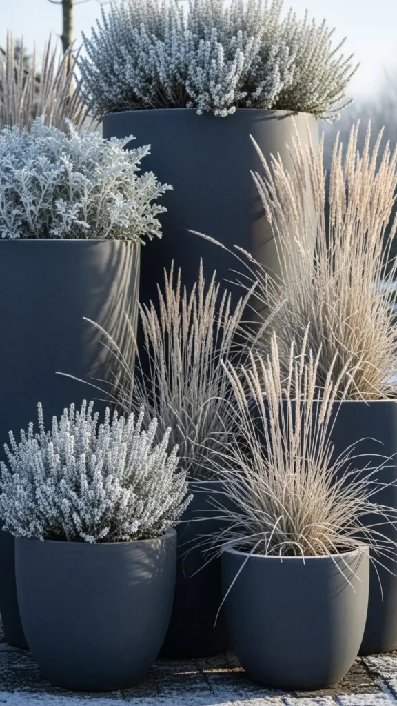 Charcoal Gray and Frosted Silver