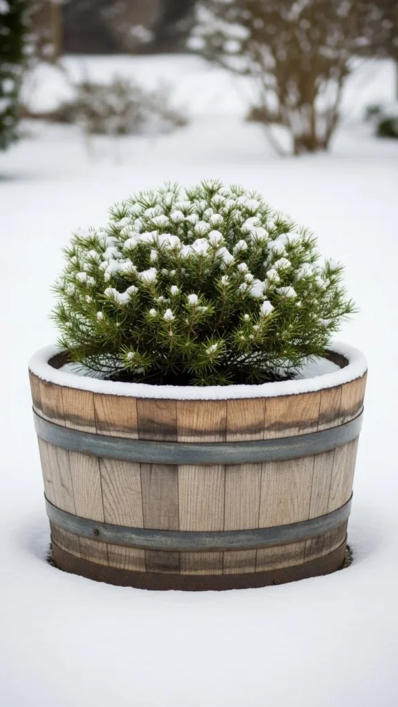 Solid Wood Barrel Planters