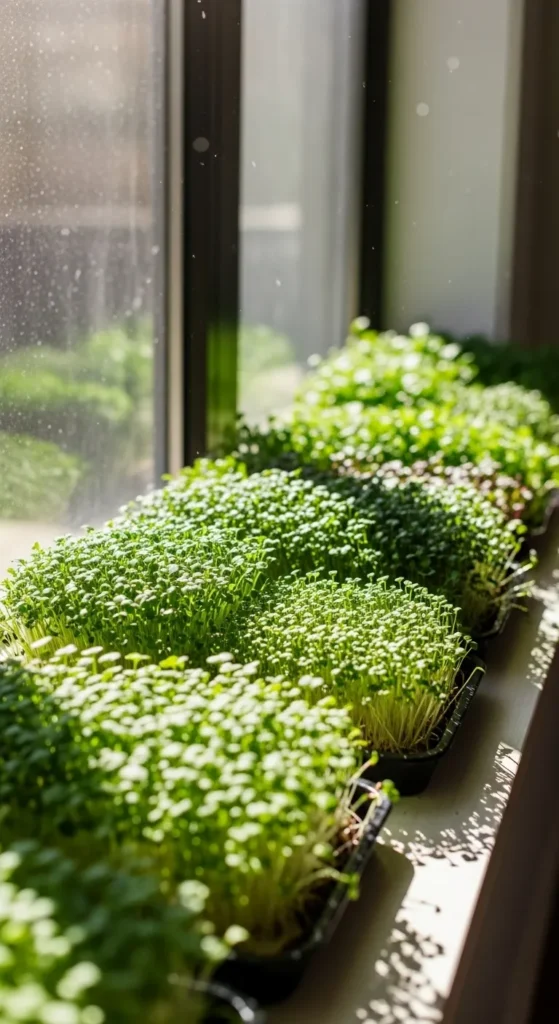 Microgreen Trays on Sunny Sills